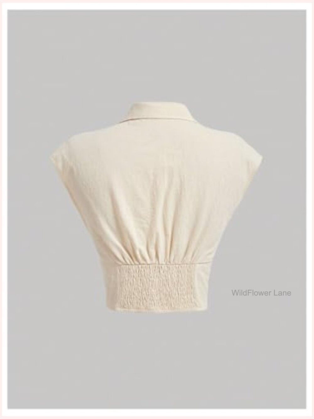 Floral Embroidered Cap Sleeve Boho Blouse Smocked Collar Crop Top - Picture 2 of 5